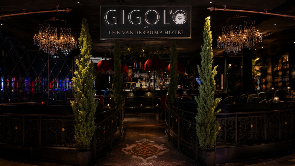 Gigolo at The Vanderpump Hotel: Dark, Moody, Intimate Gigolo at The Vanderpump Hotel Las Vegas, Lisa Vanderpump's intimate 50-seat cocktail lounge featuring black velvet banquettes, crystal lighting, and a tribute to her late Pomeranian Giggy. Photo: IYKYK Staff