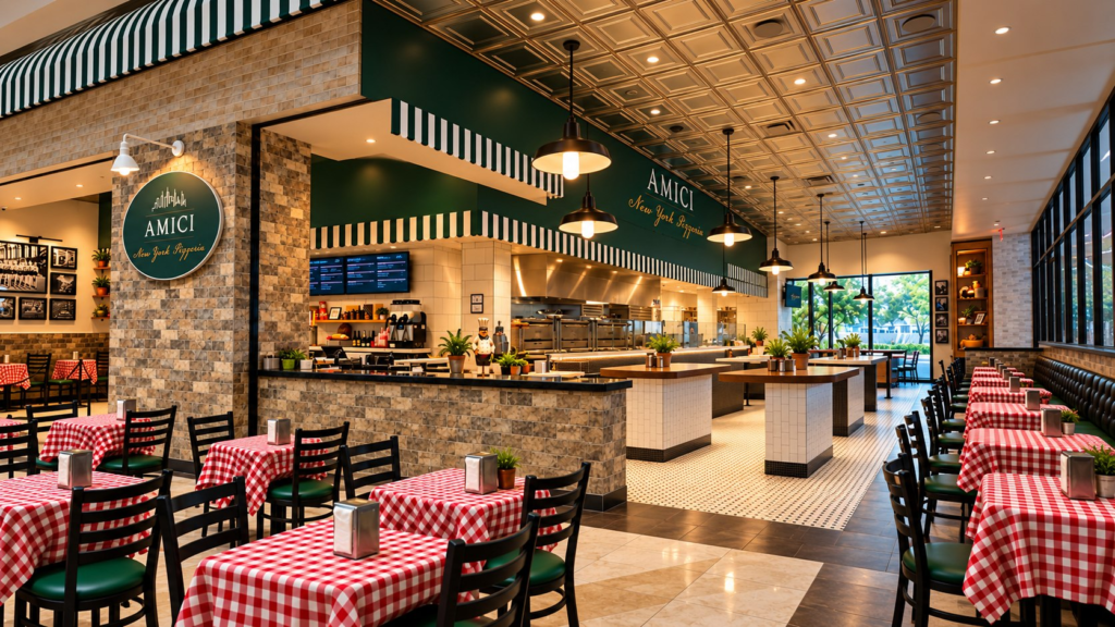 Amici New York Pizzeria is now open at Resorts World Las Vegas, serving 22-inch New York-style pies and Detroit-style squares from Executive Chef Ricky McCormick. Photo: IYKYK Staff