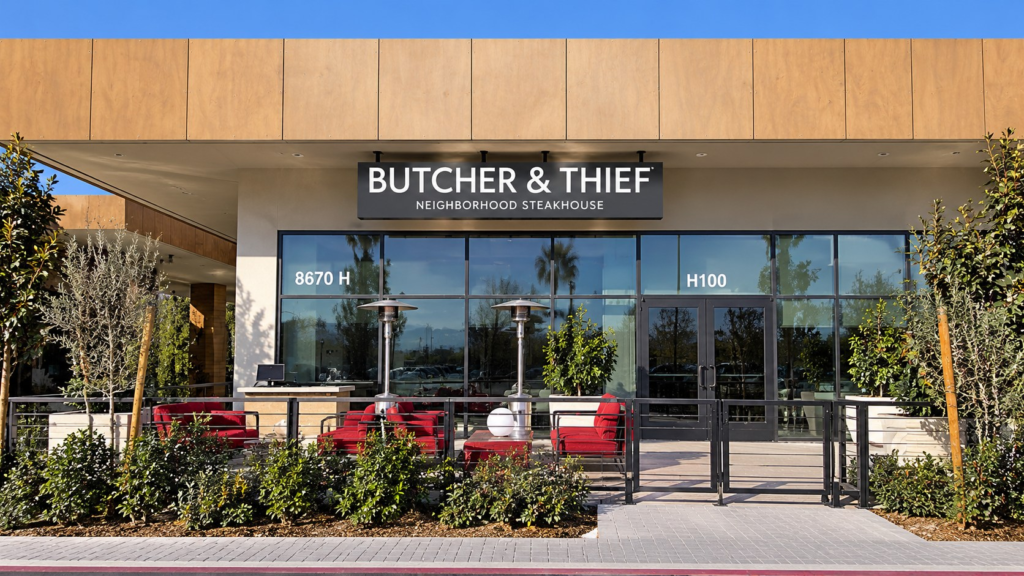 Butcher & Thief: The Bend’s Essential Neighborhood Steakhouse Butcher & Thief at The Bend in southwest Las Vegas, a neighborhood steakhouse from chef Cory Harwell featuring three-step prepared steaks and a lively bar setting. Photo: IYKYK Staff