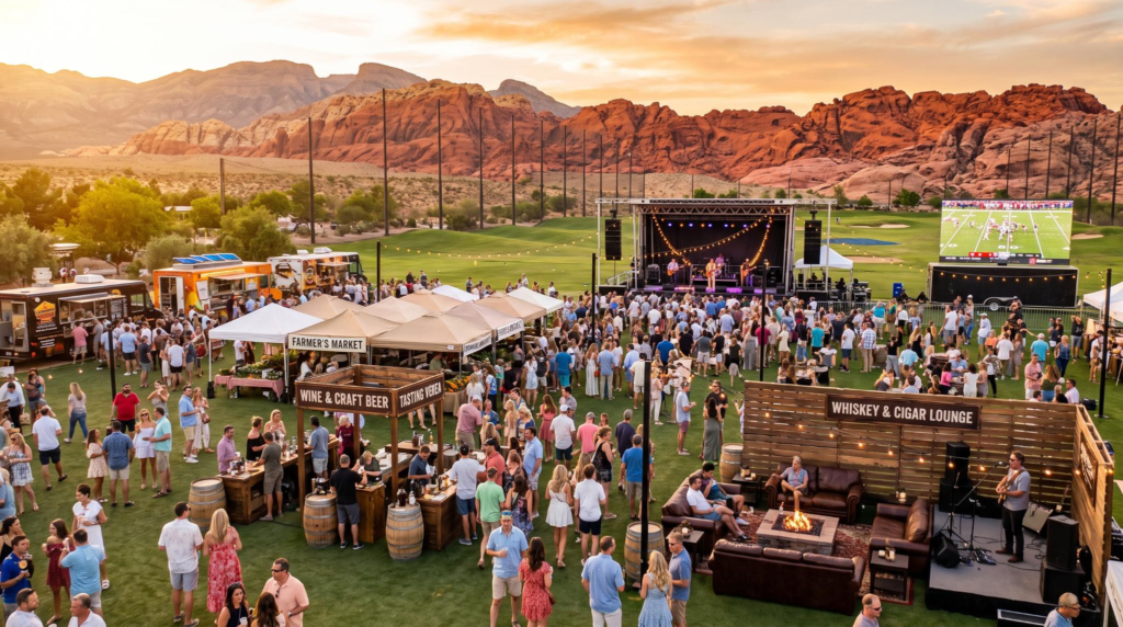 Fairway to Heaven: A New Wine, Whiskey and Live Music Social at Red Rock Country Club Fairway to Heaven at Red Rock Country Club in Las Vegas, a new wine, craft beer, and whiskey tasting social debuting September 13, 2026 against the Red Rock Canyon backdrop. Photo: IYKYK Staff