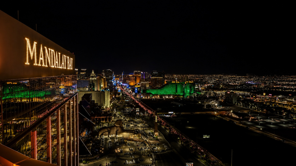 Vinyl Room at Mandalay Bay: What’s New on the 63rd Floor Vinyl Room at Mandalay Bay's 63rd floor, a 1970s Japanese-inspired listening lounge with 4,760 vinyl records and panoramic Las Vegas Strip views. Photo: IYKYK Staff