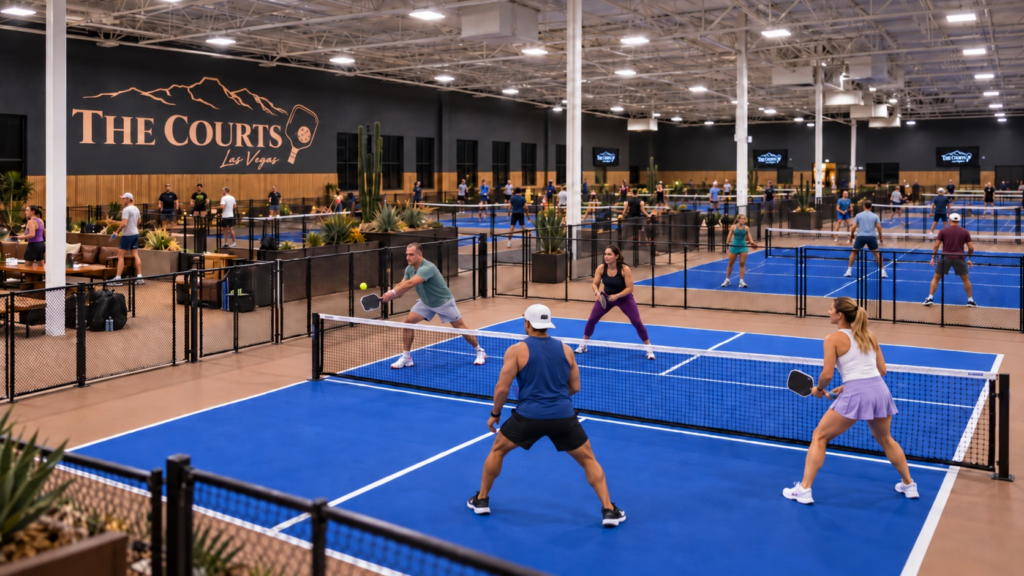 The Courts Summerlin Indoor Pickleball: Plans and Booking The Courts in Summerlin offers eight climate-controlled indoor pickleball courts, open play, lessons, and memberships. Photo: IYKYK Staff